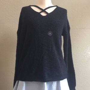 Black long sleeve knit sweater, new with tags